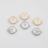 18K Gold PVD Mother of pearl Cross Connector - Tarnish Resistant
