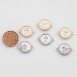 18K Gold PVD Mother of pearl Cross Connector - Tarnish Resistant