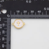 18K Gold PVD Mother of pearl Cross Connector - Tarnish Resistant
