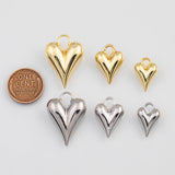 18K Gold PVD Heart3D Charm 3 Size Bar s Gold Charms - Tarnish Resistant