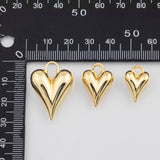 18K Gold PVD Heart3D Charm 3 Size Bar s Gold Charms - Tarnish Resistant
