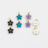 18K Gold PVD Flower Charm 10mm Bar s Gold Charms - Tarnish Resistant