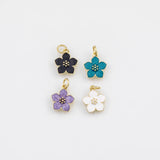 18K Gold PVD Flower Charm 10mm Bar s Gold Charms - Tarnish Resistant