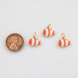 18K Gold PVD Fish Charm 11x12mm Bar s Gold Charms - Tarnish Resistant
