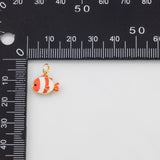 18K Gold PVD Fish Charm 11x12mm Bar s Gold Charms - Tarnish Resistant