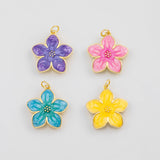 18K Gold PVD Flower enamel Charm - Tarnish Resistant