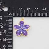18K Gold PVD Flower enamel Charm - Tarnish Resistant