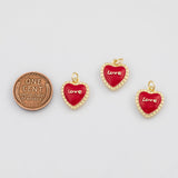 18K Gold PVD Red Enamel Love Charm - Tarnish Resistant