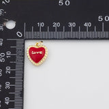 18K Gold PVD Red Enamel Love Charm - Tarnish Resistant