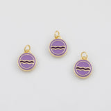 18K Gold PVD Aquarius Wave Enamel Charm - Tarnish Resistant