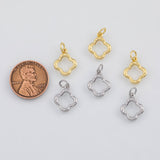 18K Gold PVD Hammered Clover Charm 10mm s Gold Charms - Tarnish Resistant