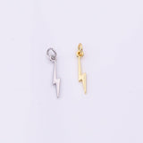 18K Gold PVD Lightning Bolt Charm 4x18mm s White Gold Charms - Tarnish Resistant