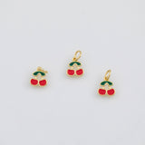 18K Gold PVD Cherry Fruit Charms 8x10mm s White Gold Charms - Tarnish Resistant