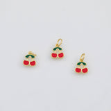 18K Gold PVD Cherry Fruit Charms 8x10mm s White Gold Charms - Tarnish Resistant