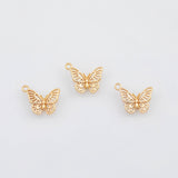 18K Gold PVD Butterfly Charm 9x11mm 22k s Gold Charms - Tarnish Resistant