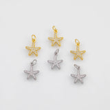18K Gold PVD Star Charm 10mm Charm s White Gold Charms - Tarnish Resistant