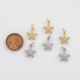 18K Gold PVD Star Charm 10mm Charm s White Gold Charms - Tarnish Resistant