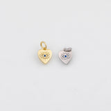 18K Gold PVD Heart Charm 9x8mm Charm s White Gold Charms - Tarnish Resistant