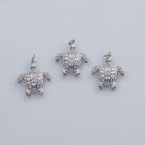 18K Gold PVD turtle ocean sea animal charm in gold & | ag-836 20x24mm - Tarnish Resistant