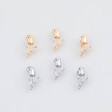 18K Gold PVD Dainty rose flower charm 6x14mm 22k earrings s charm charms - Tarnish Resistant