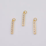 18K Gold Silver pvd Diamond Stick charm - Tarnish Resistant