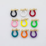 18K Gold pvd Horseshoe U Clasp carabiner screw clasp enamel colors s Charms - Tarnish Resistant