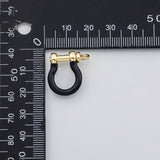 18K Gold PVD Horseshoe U Clasp carabiner screw clasp enamel colors s Charms - Tarnish Resistant