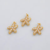 18K Gold pvd Starfish star fish with pearls charm s Charms - Tarnish Resistant