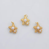 18K Gold PVD Starfish star fish with pearls charm s Charms - Tarnish Resistant