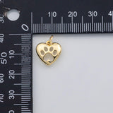 18K Gold PVD Dog Paw paws heart charm s Charms - Tarnish Resistant