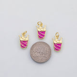 18K Gold PVD Fried chicken bucket charm enamel charm s Charms - Tarnish Resistant
