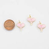 18K Gold PVD Heart balloon cy Enamel Charm Selection - Tarnish Resistant