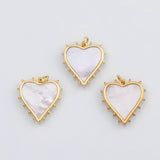 18K Gold PVD Heart charm with mother of pearl face - Tarnish Resistant