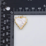 18K Gold PVD Heart charm with mother of pearl face - Tarnish Resistant