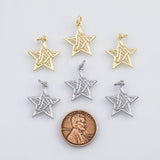 18K Gold PVD Star charm criss-cross - Tarnish Resistant