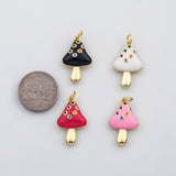 18K Gold PVD Enamel mushroom charm s Charms - Tarnish Resistant