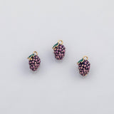 18K Gold PVD 3D grape charm fruit enamel 22K s Charms - Tarnish Resistant