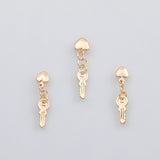 18K Gold PVD Key with heart charm charm 22K s Charms - Tarnish Resistant