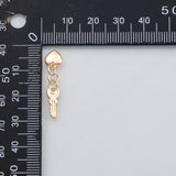 18K Gold PVD Key with heart charm charm 22K s Charms - Tarnish Resistant