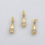 18K Gold PVD 3D Wine bottle charm s Charms - Tarnish Resistant
