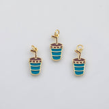 18K Gold PVD Large soda drink fast food charm enamel charm s Charms - Tarnish Resistant
