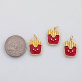 18K Gold pvd McDonalds large fries popcorn chicken charm enamel charm s Charms - Tarnish Resistant