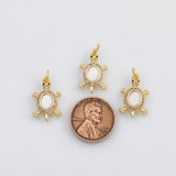 18K Gold PVD Turtle sea turtle charm with mother of pearl face - Tarnish Resistant