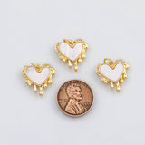 18K Gold PVD Sacred Heart Bleeding melting heart charm with mother of pearl face - Tarnish Resistant