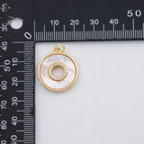 18K Gold PVD Plain Circle Donut ring charm with mother of pearl face - Tarnish Resistant