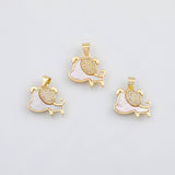 18K Gold PVD Dog charm with mother of pearl face animal charm - Tarnish Resistant