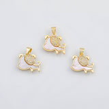 18K Gold PVD Dog charm with mother of pearl face animal charm - Tarnish Resistant