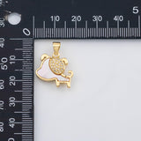 18K Gold PVD Dog charm with mother of pearl face animal charm - Tarnish Resistant