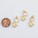 18K Gold PVD Cat charm with mother of pearl face animal charm - Tarnish Resistant
