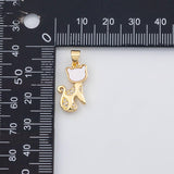 18K Gold PVD Cat charm with mother of pearl face animal charm - Tarnish Resistant